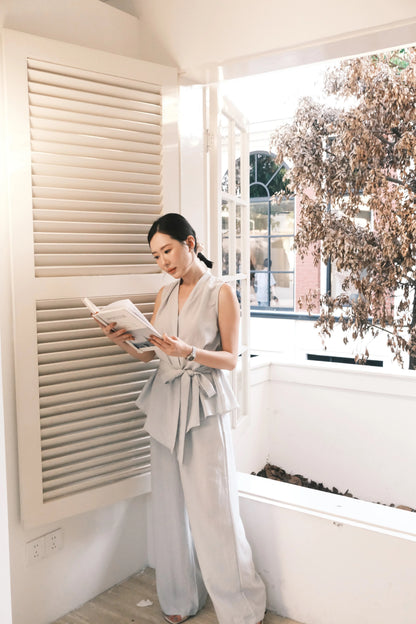 Livia Soft-Drape Two-Piece Set in Baby Blue