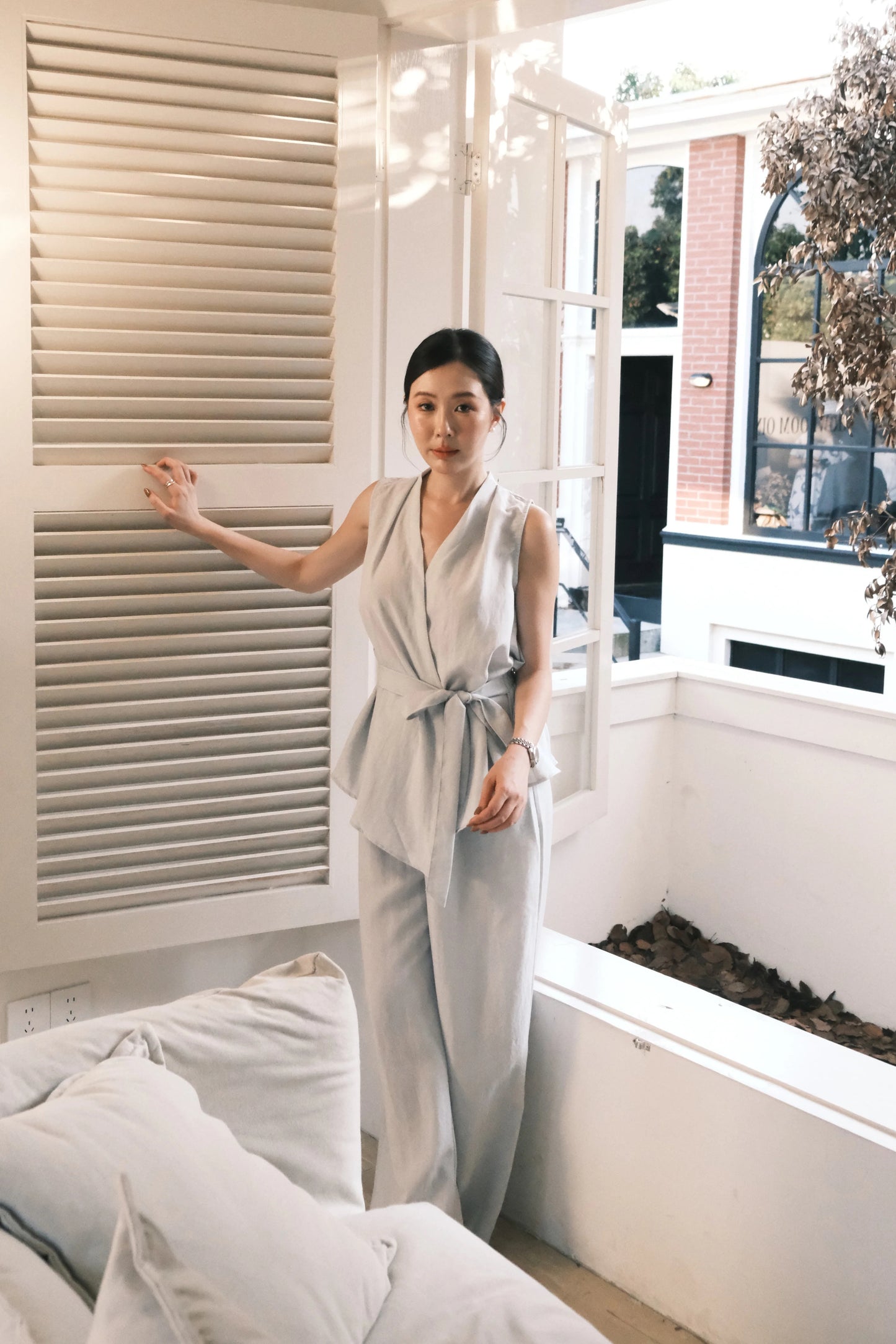 Livia Soft-Drape Two-Piece Set in Baby Blue