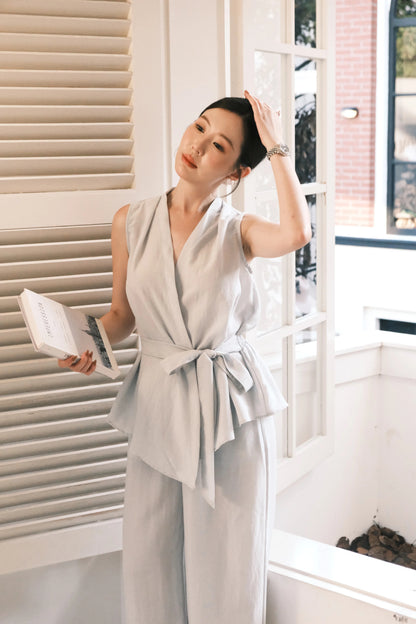 Livia Soft-Drape Two-Piece Set in Baby Blue