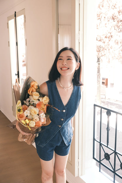 Ava Denim Vest & High-Waist Shorts Set