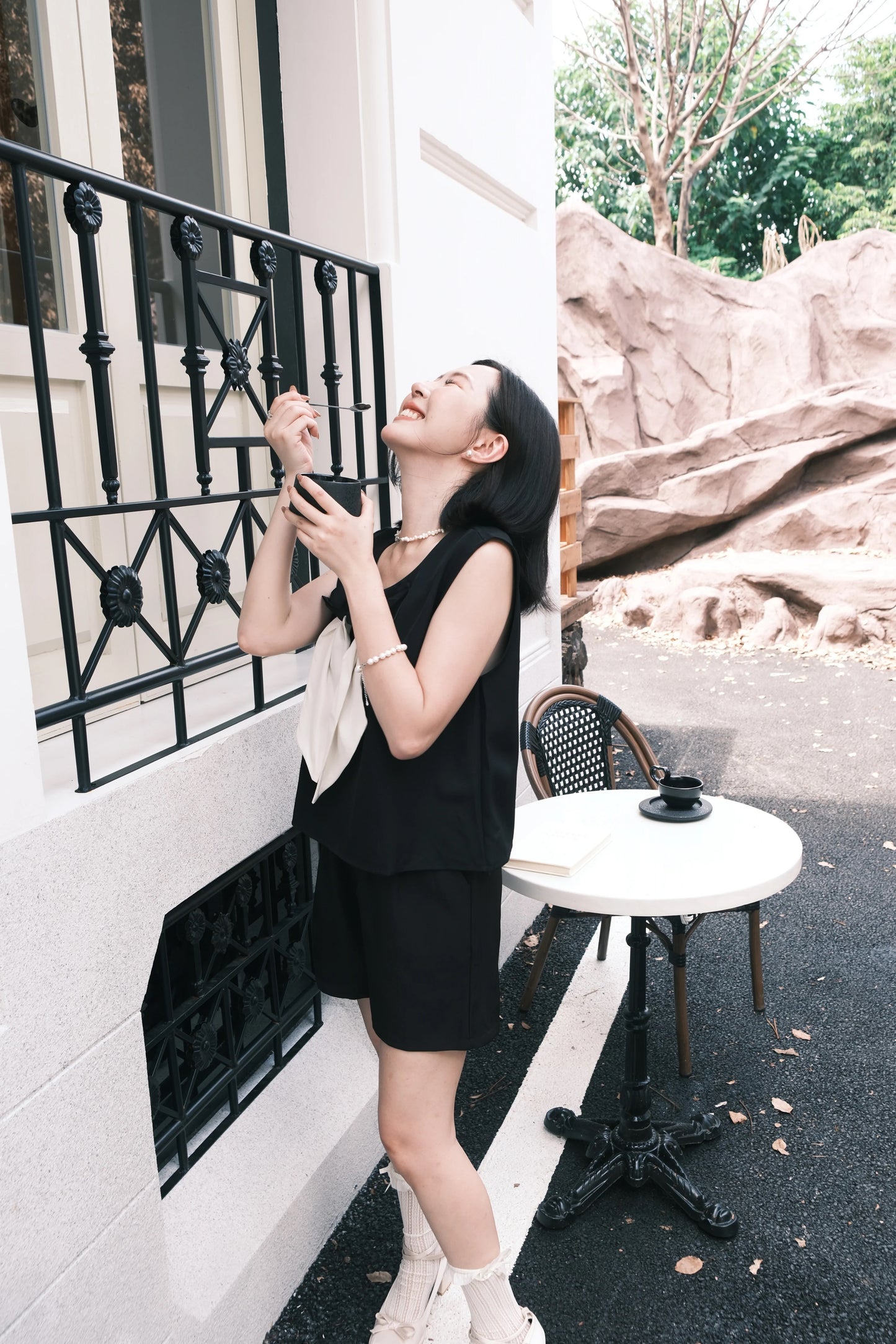 Monroe Satin Bow-Tie Top & Tailored Shorts Set