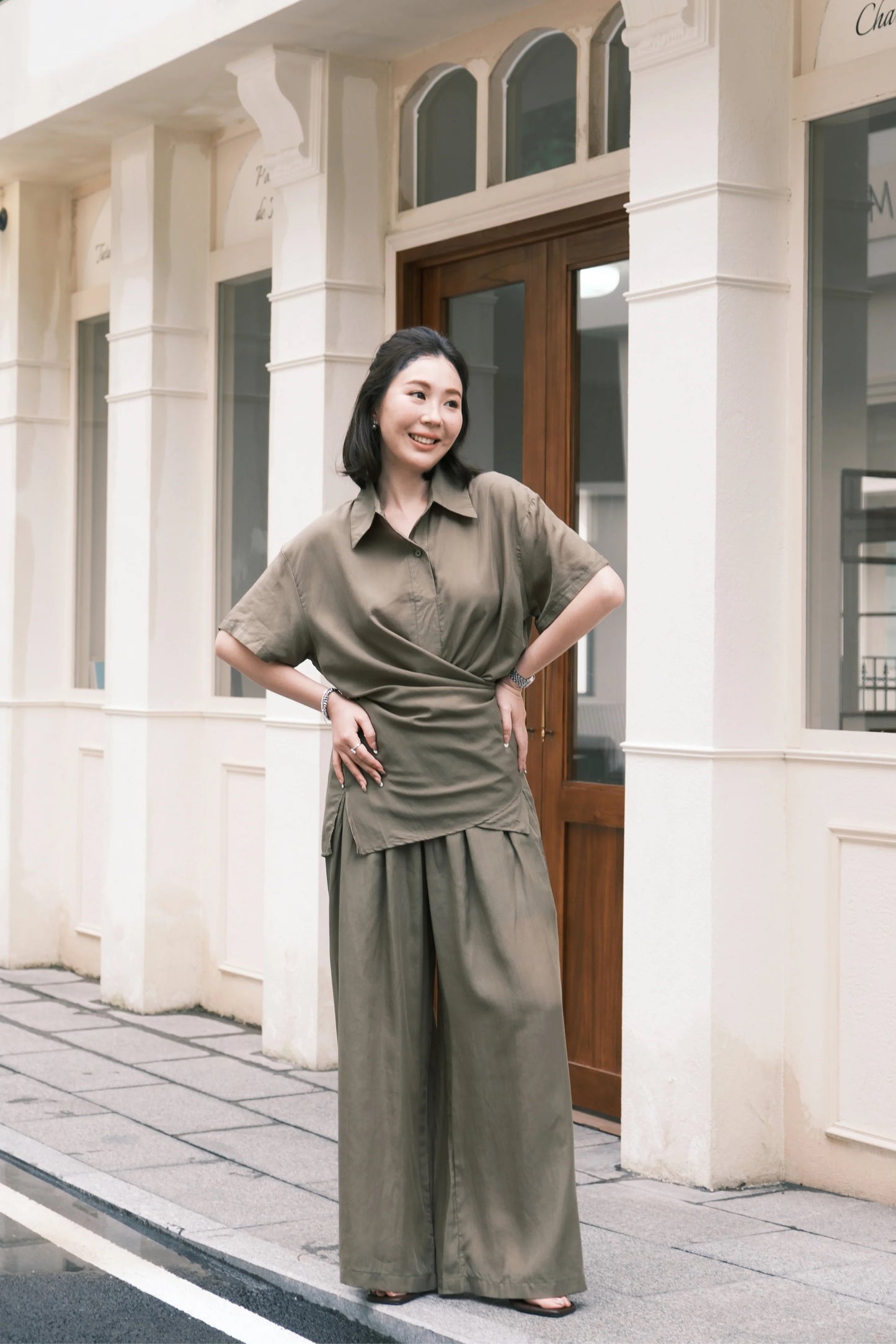 Aurelia Draped Utility Set in Green