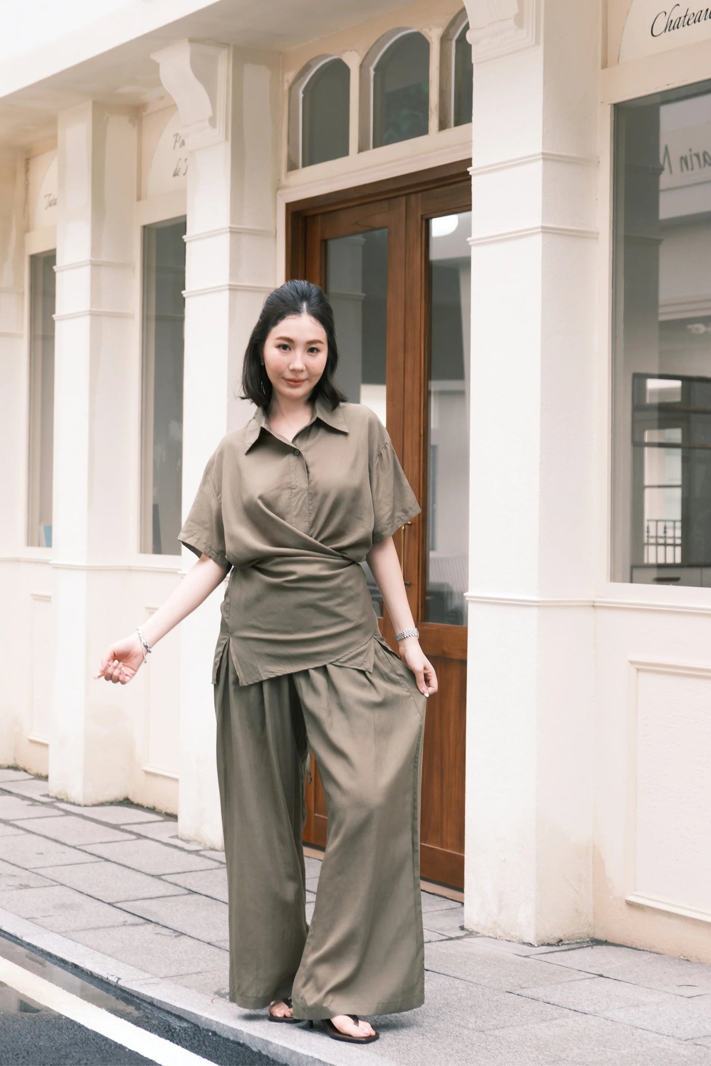 Aurelia Draped Utility Set in Green