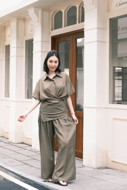 Aurelia Draped Utility Set in Green