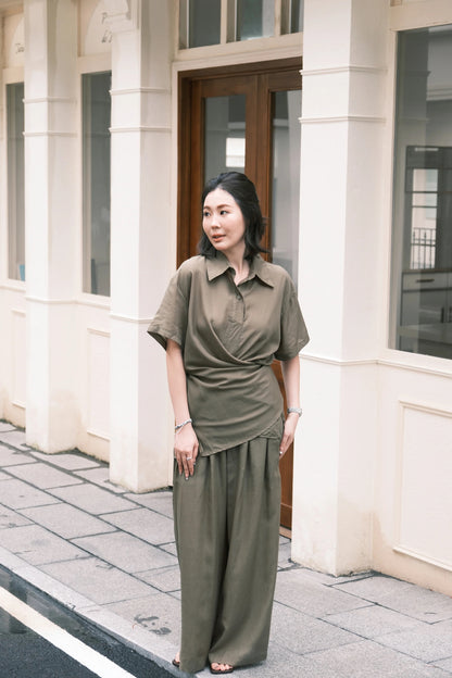 Aurelia Draped Utility Set in Green