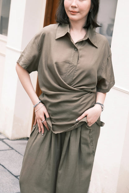 Aurelia Draped Utility Set in Green