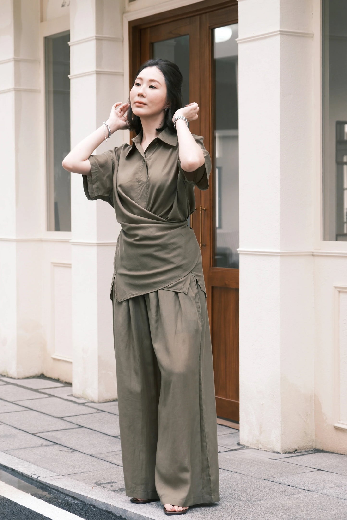 Aurelia Draped Utility Set in Green