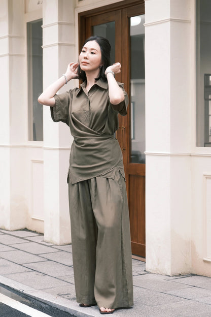 Aurelia Draped Utility Set in Green
