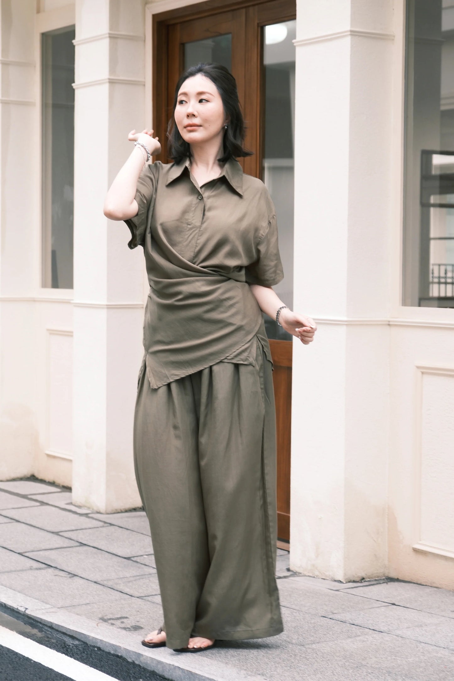 Aurelia Draped Utility Set in Green