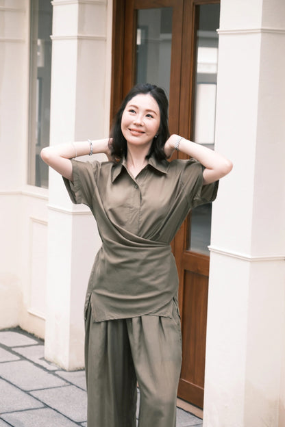 Aurelia Draped Utility Set in Green