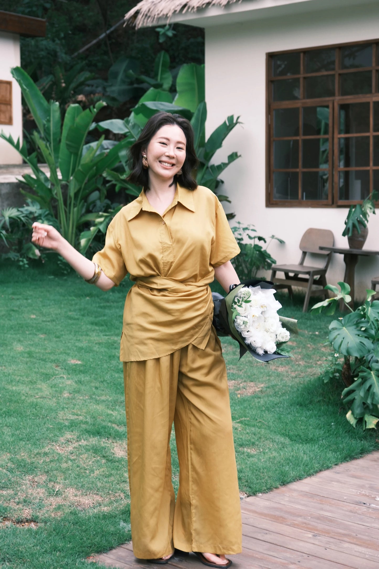 Aurelia Draped Utility Set in Yellow