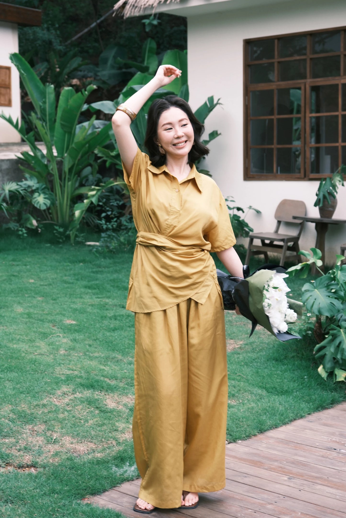 Aurelia Draped Utility Set in Yellow