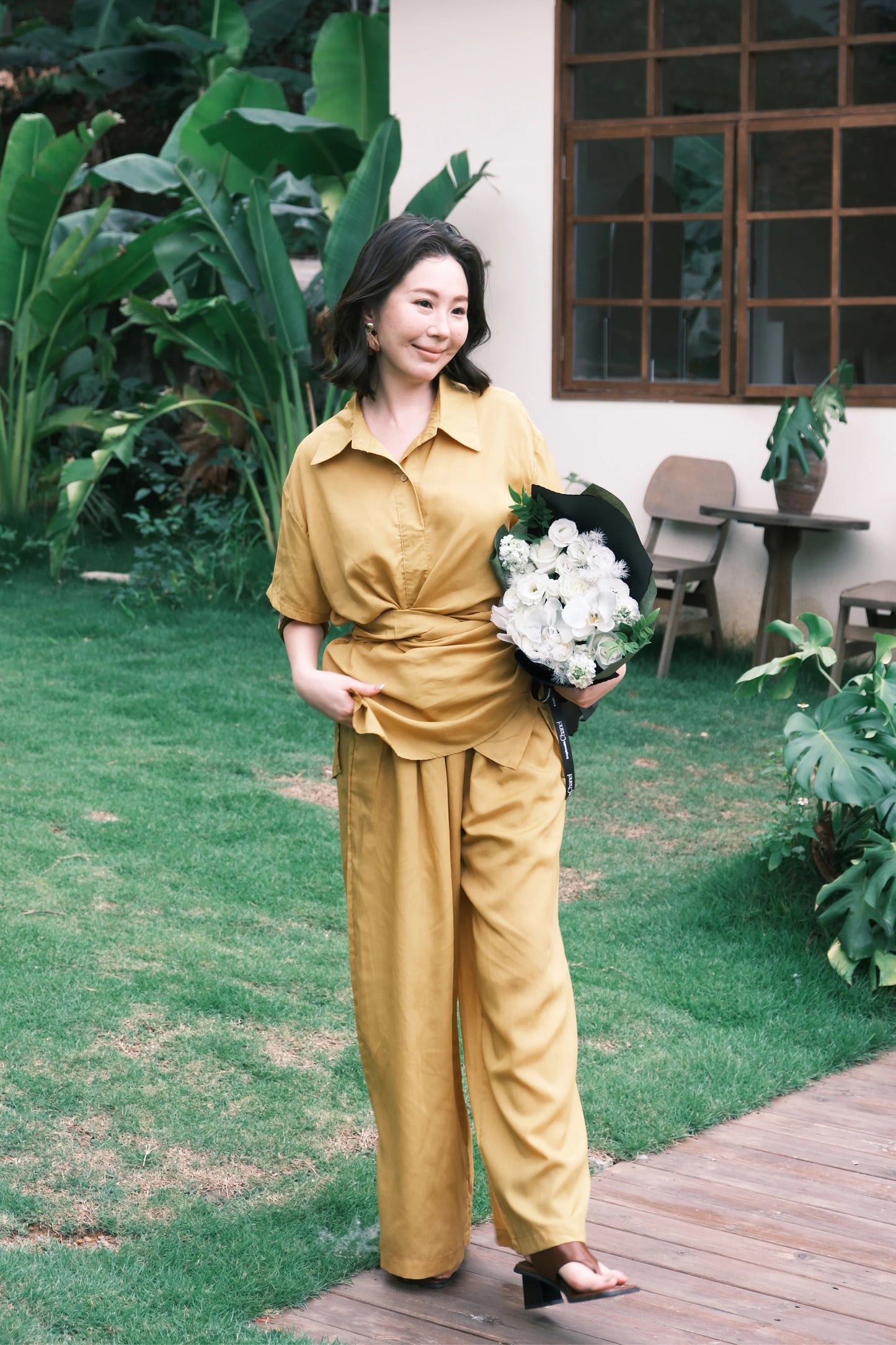 Aurelia Draped Utility Set in Yellow