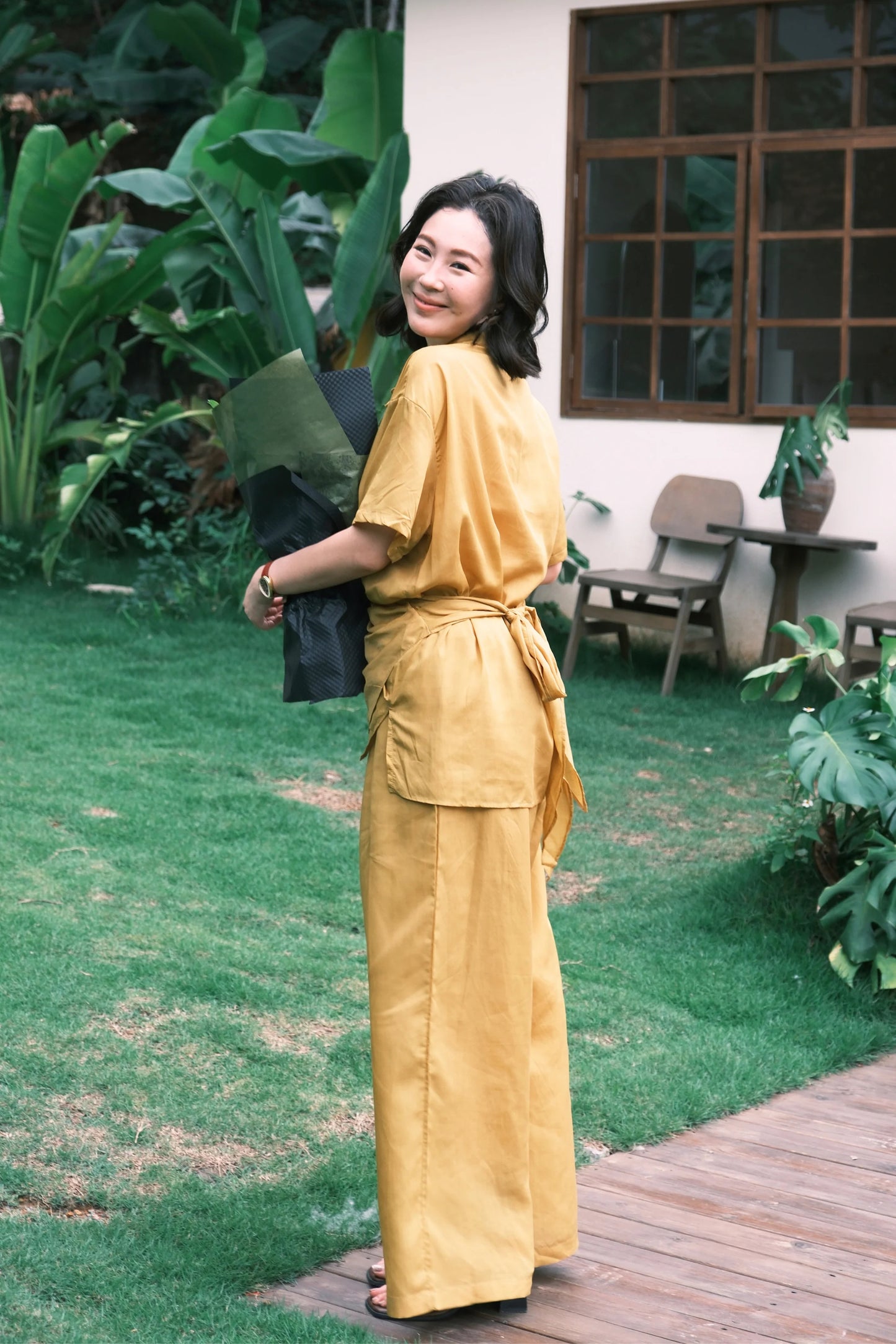 Aurelia Draped Utility Set in Yellow