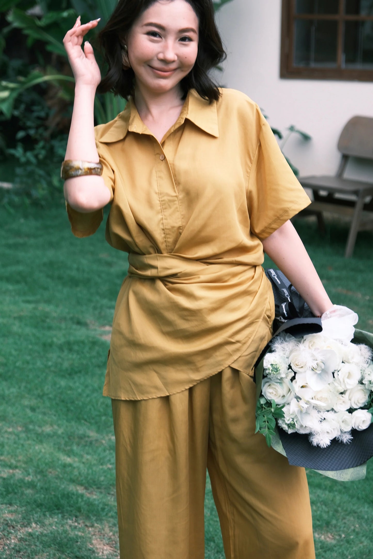 Aurelia Draped Utility Set in Yellow