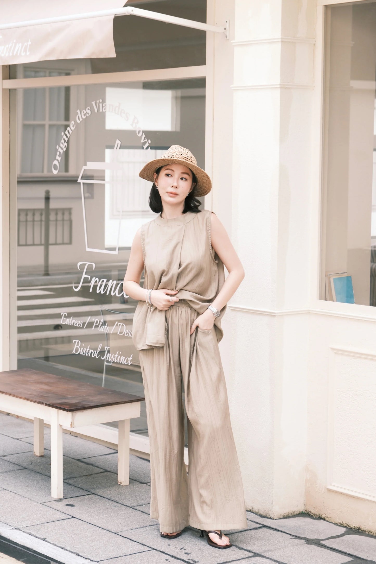 Noéline Relaxed Co-Ord Set in Khaki