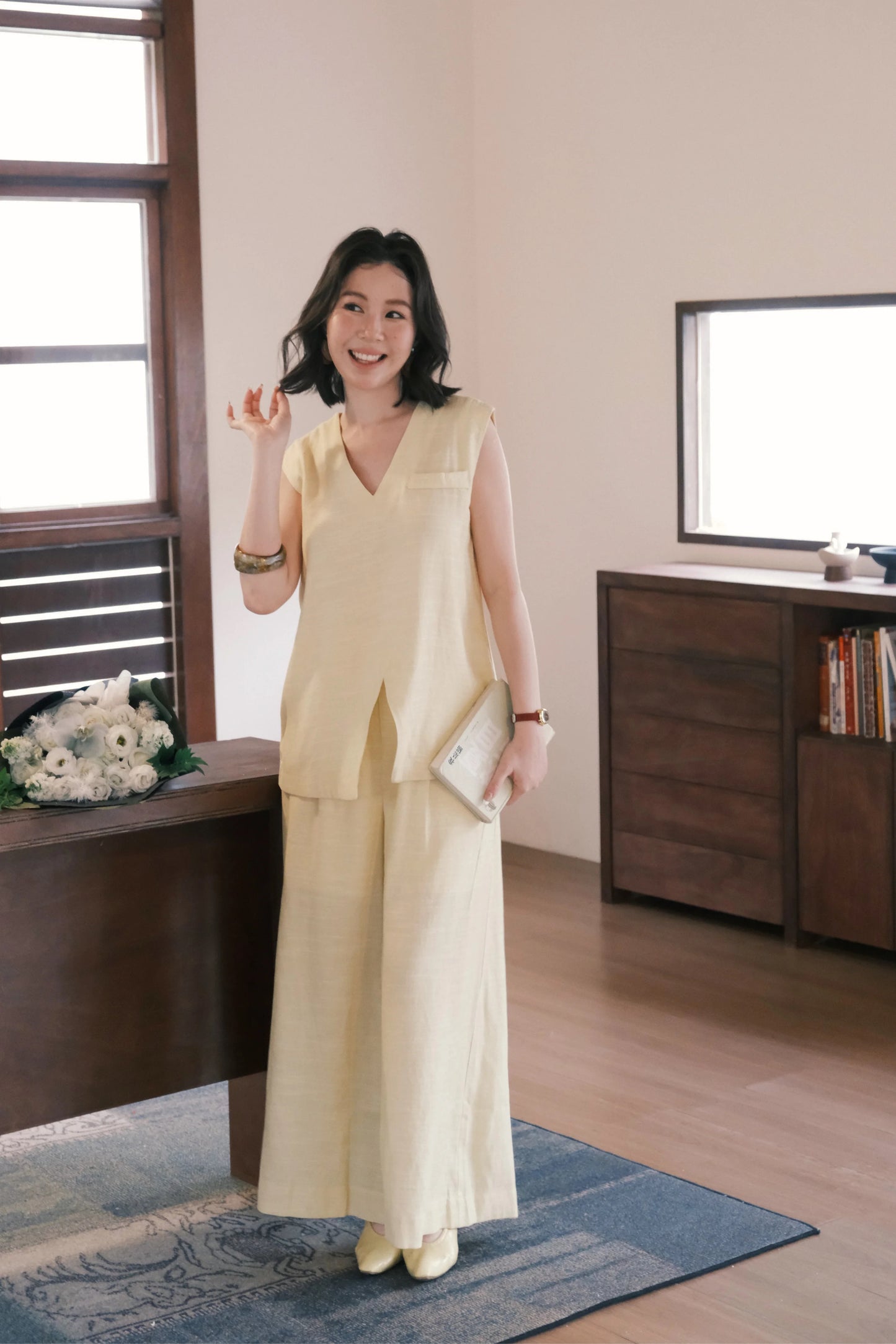 Lunelle Linen Layered Set in Yellow