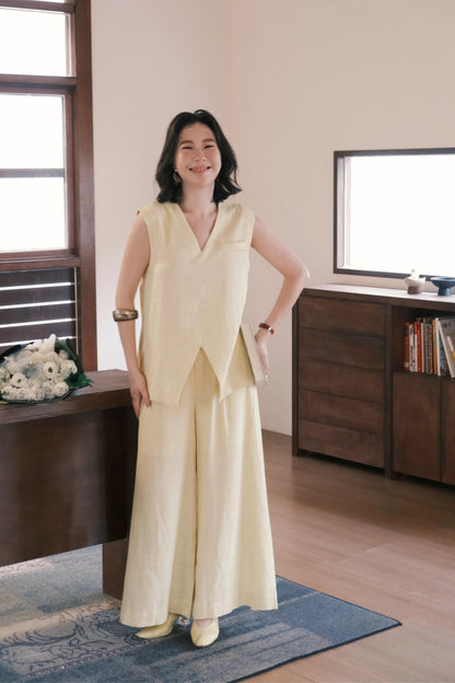 Lunelle Linen Layered Set in Yellow