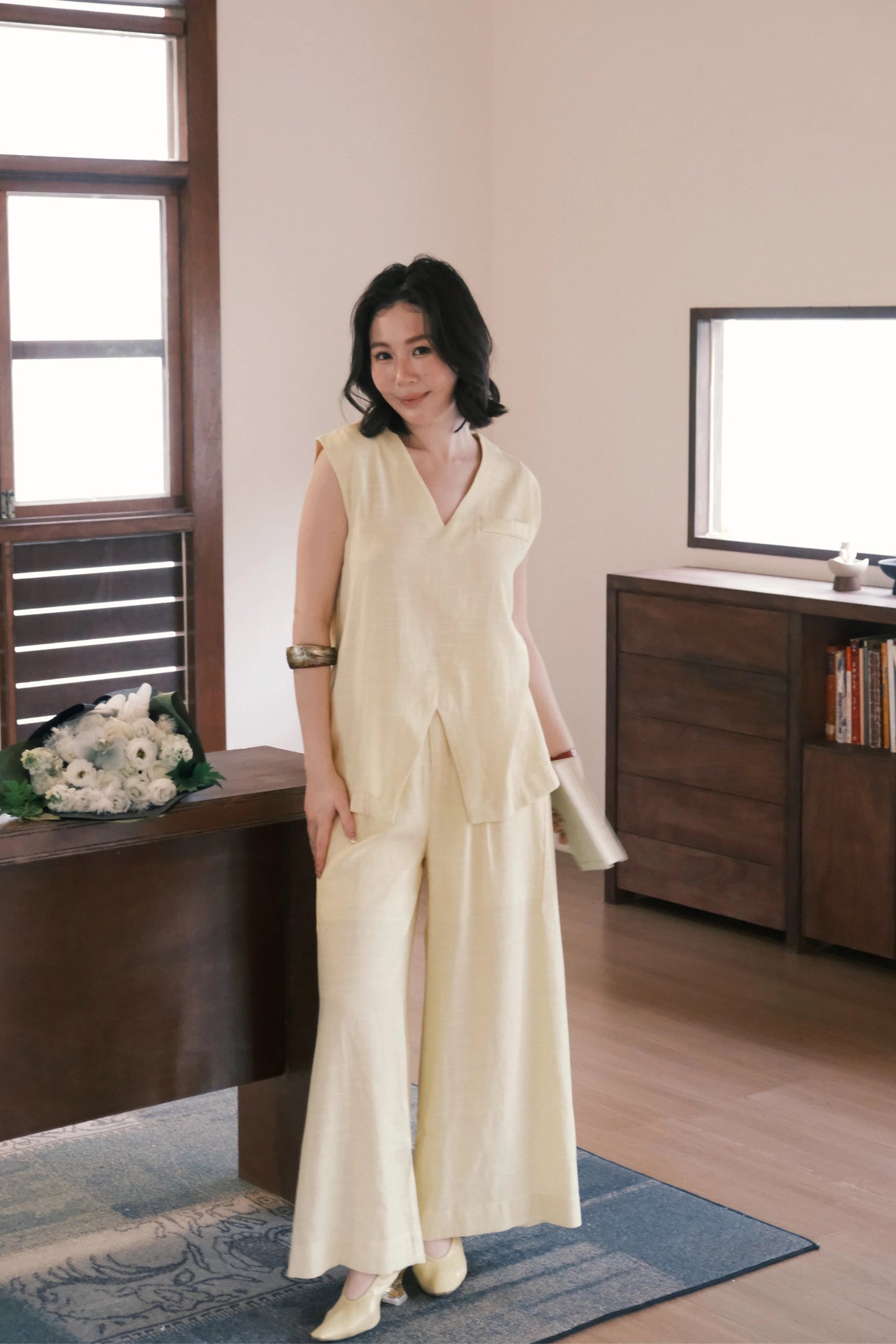 Lunelle Linen Layered Set in Yellow