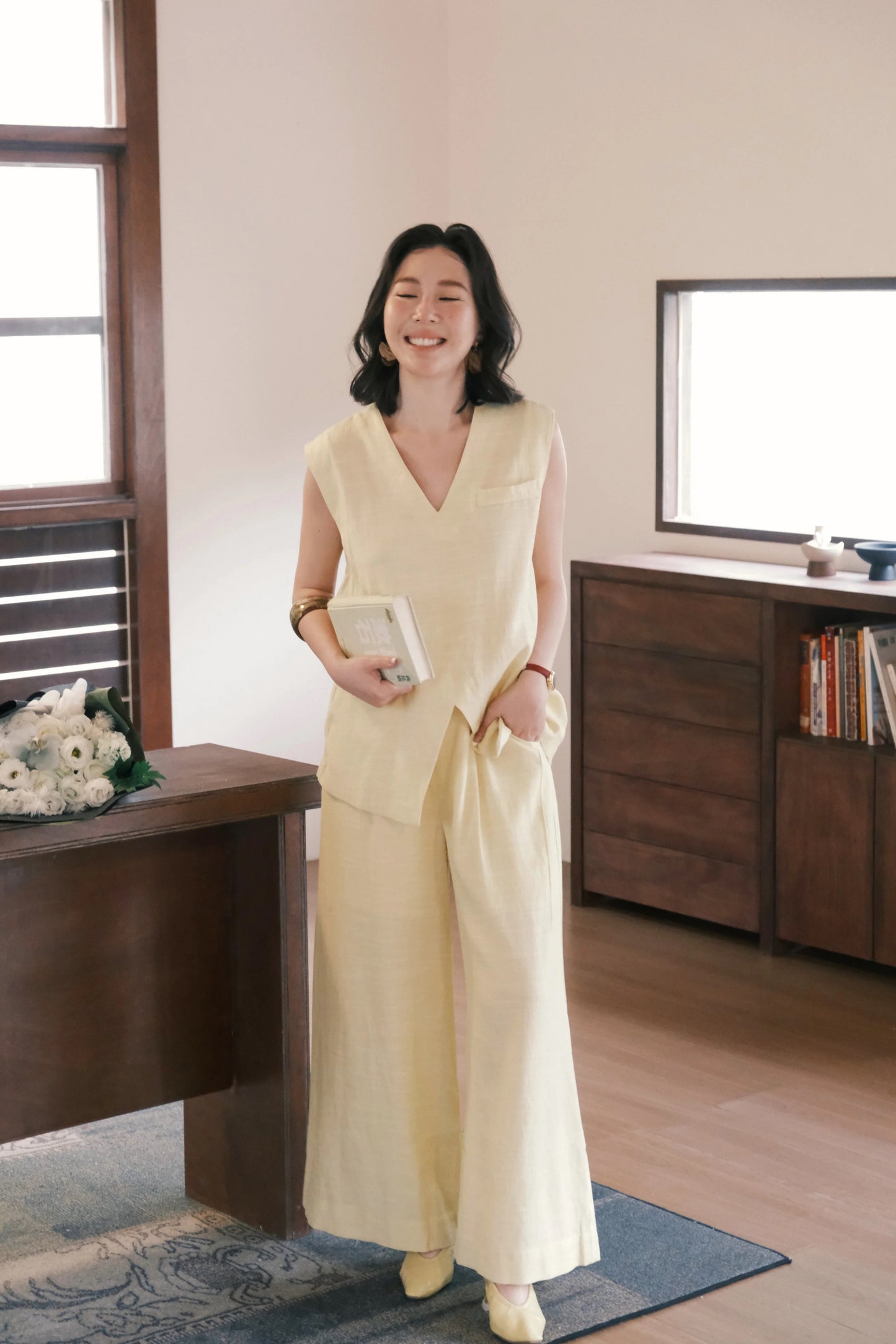 Lunelle Linen Layered Set in Yellow