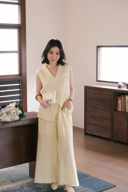 Lunelle Linen Layered Set in Yellow