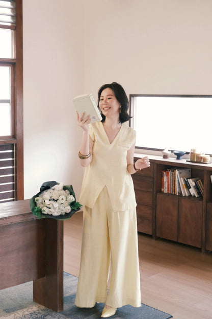 Lunelle Linen Layered Set in Yellow
