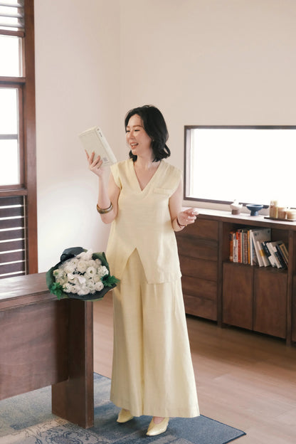 Lunelle Linen Layered Set in Yellow