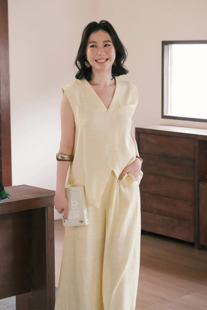 Lunelle Linen Layered Set in Yellow