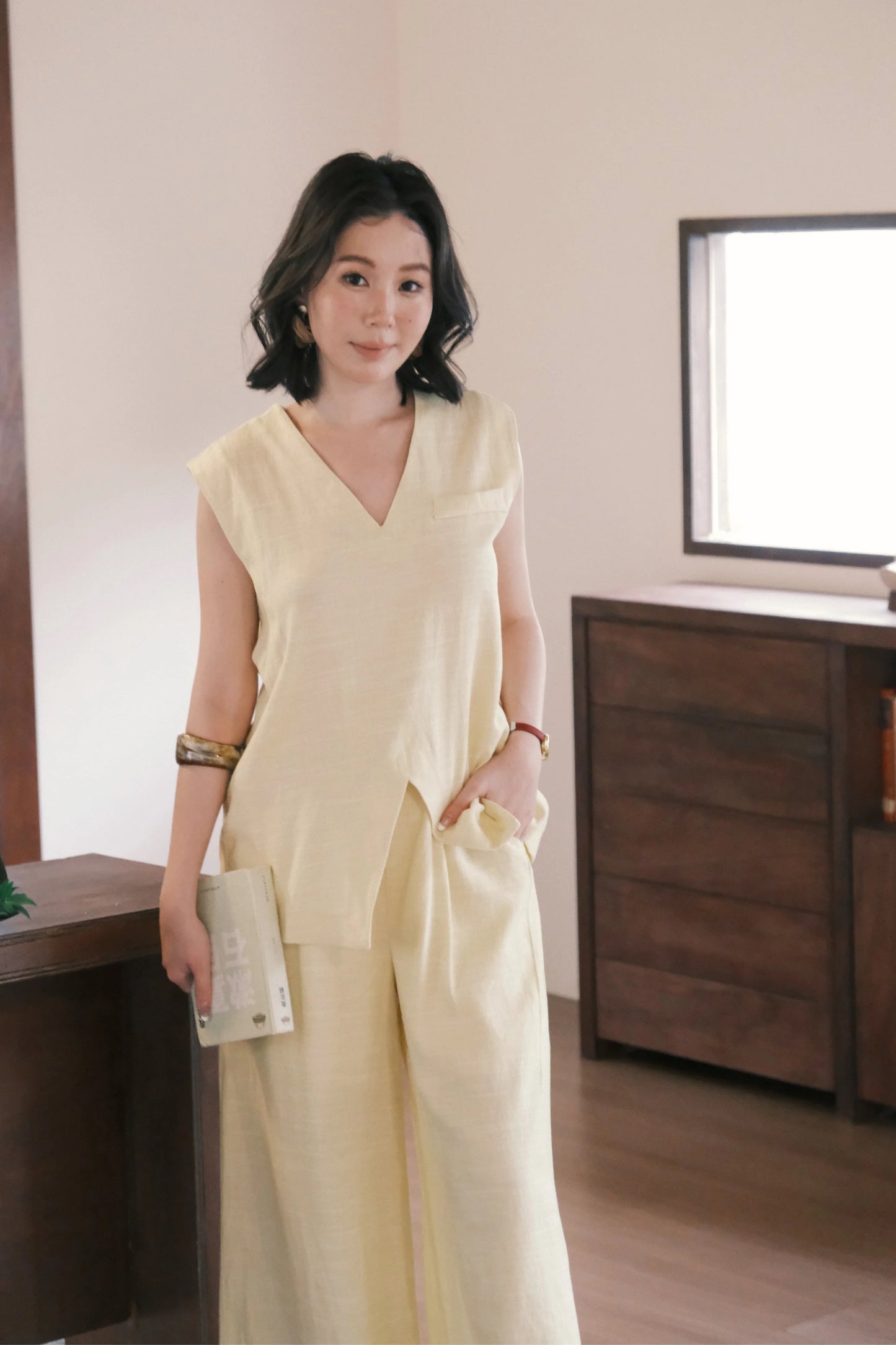 Lunelle Linen Layered Set in Yellow
