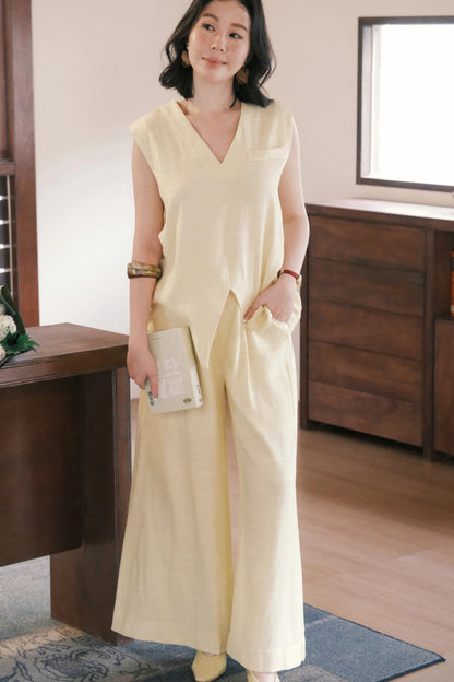 Lunelle Linen Layered Set in Yellow