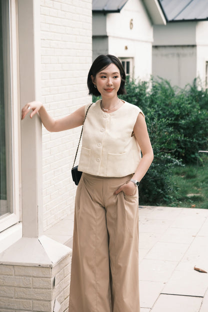 Lila Textured Button-Front Vest