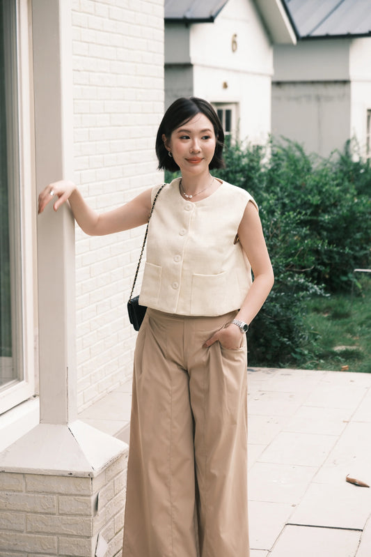 Lila Textured Button-Front Vest