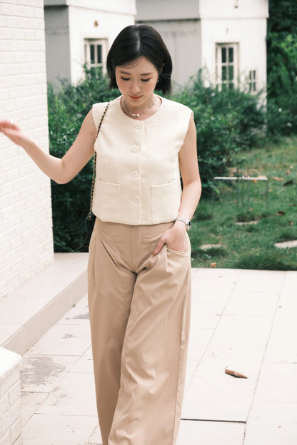 Lila Textured Button-Front Vest