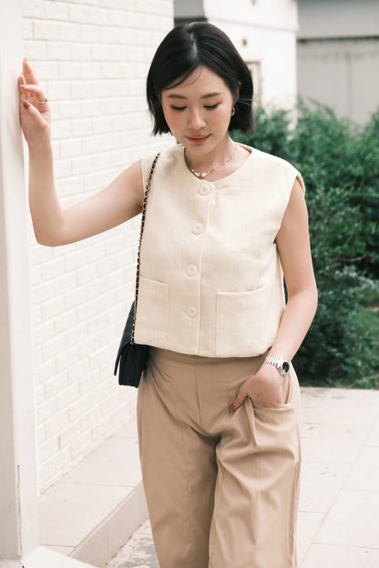 Lila Textured Button-Front Vest