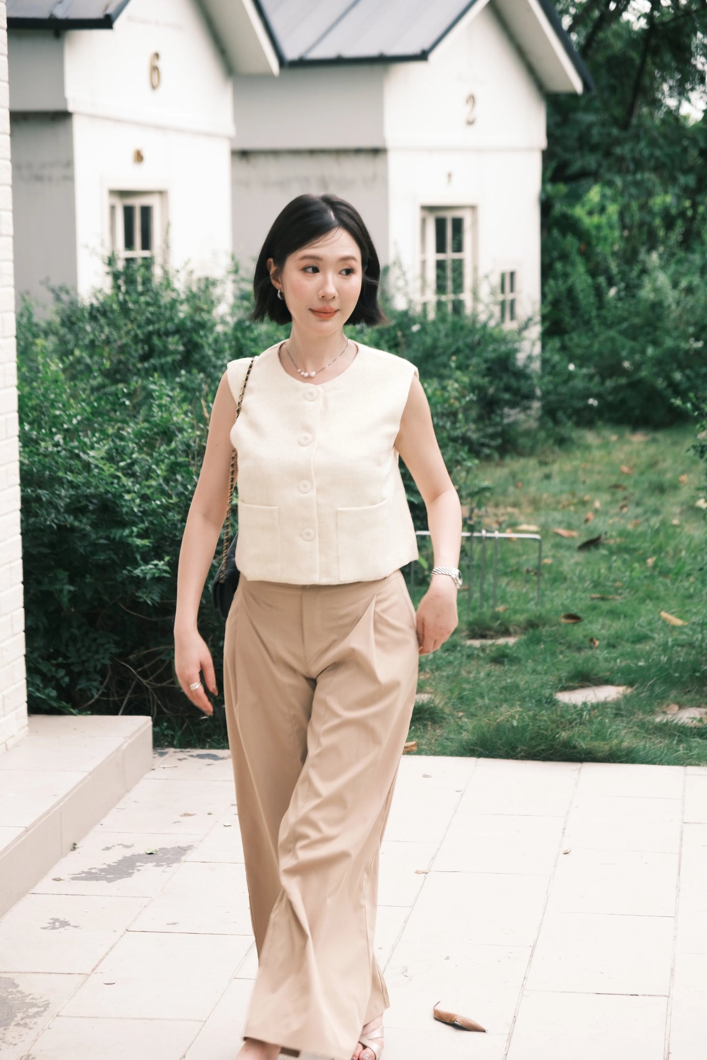 Lila Textured Button-Front Vest