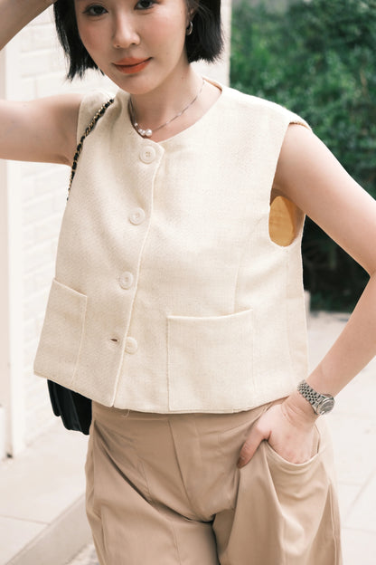 Lila Textured Button-Front Vest