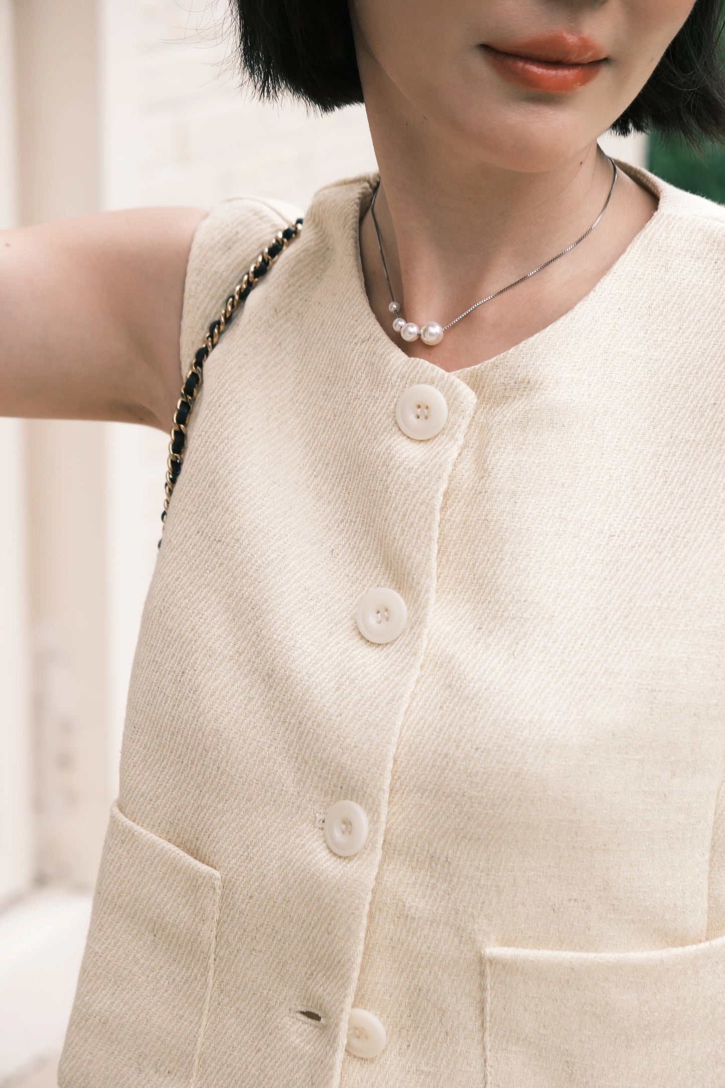 Lila Textured Button-Front Vest