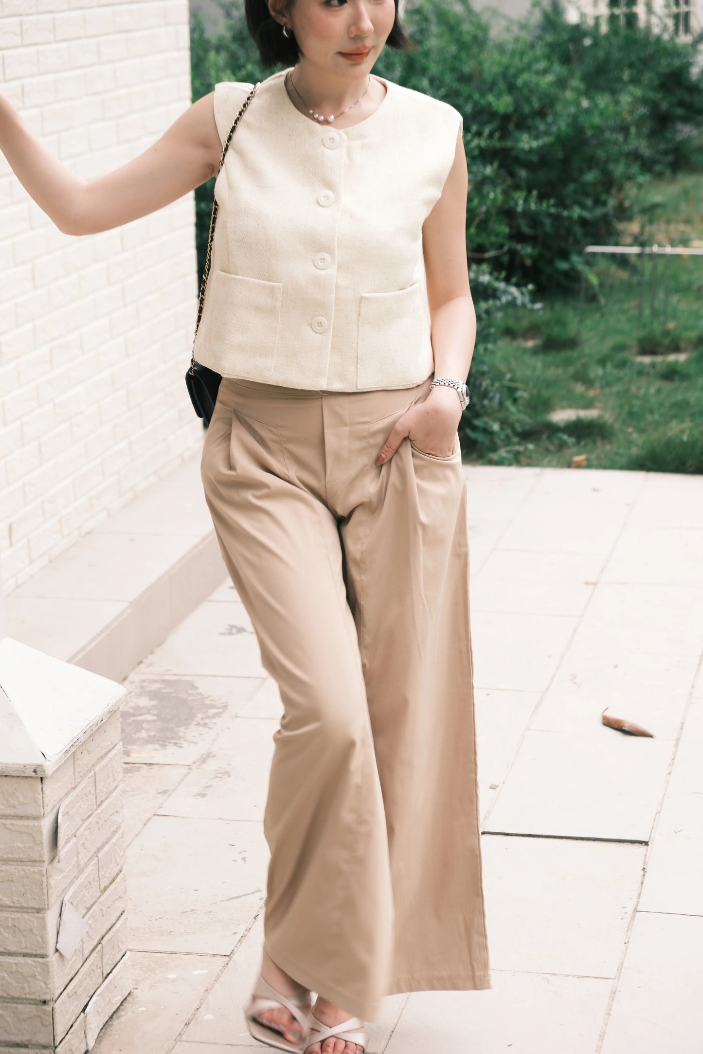 Lila Textured Button-Front Vest