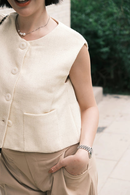 Lila Textured Button-Front Vest