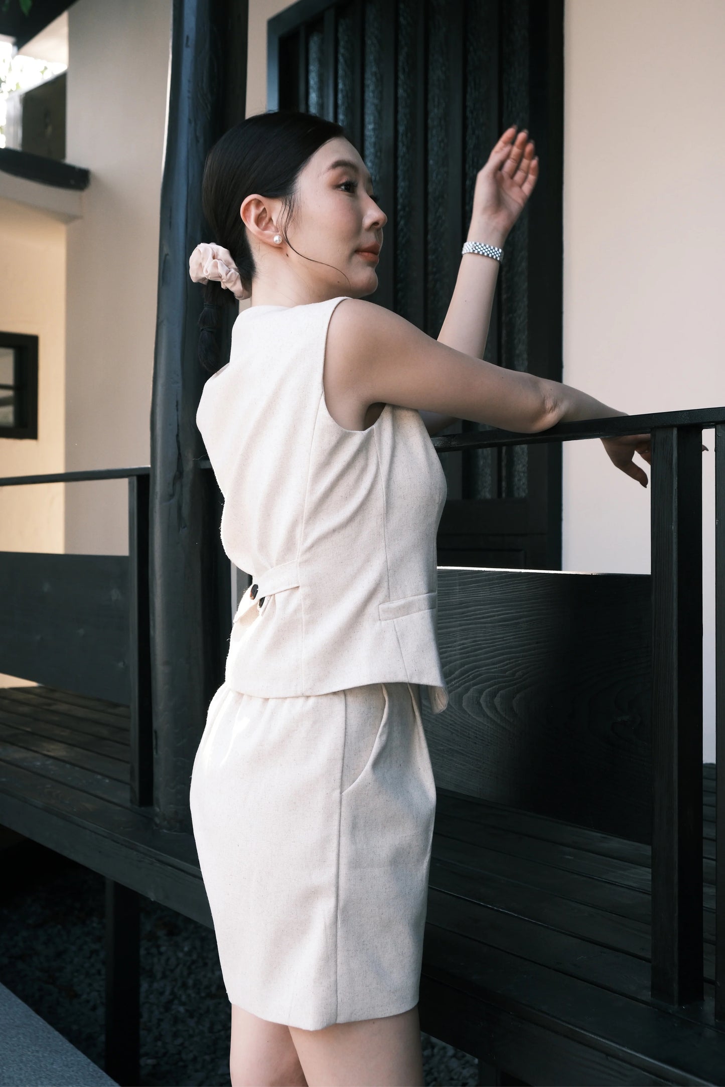 Harper Linen Tailored Vest & Shorts Set