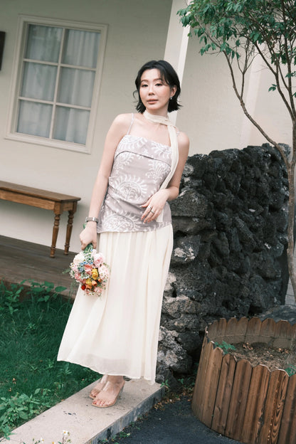 Seraphina Embroidered Dress in Grey