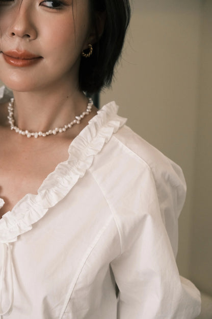 Élise Ruffle-Trim Puff-Sleeve Blouse
