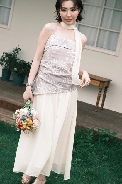 Seraphina Embroidered Dress in Grey