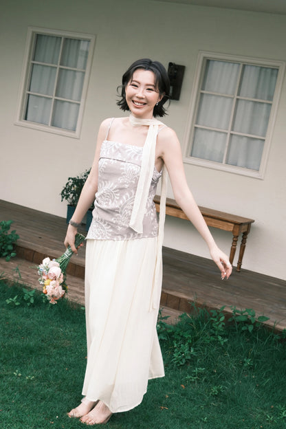 Seraphina Embroidered Dress in Grey