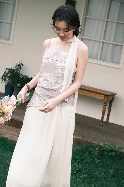 Seraphina Embroidered Dress in Grey