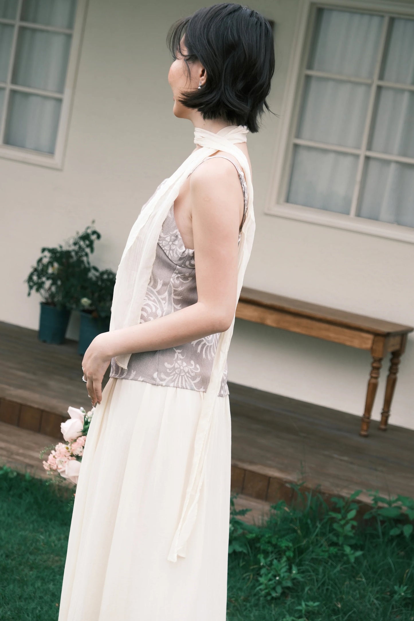 Seraphina Embroidered Dress in Grey