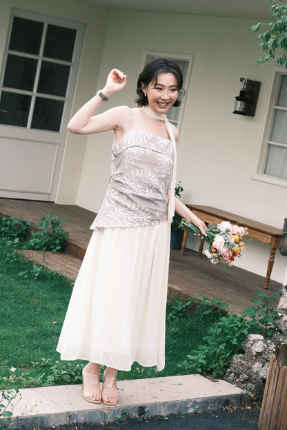 Seraphina Embroidered Dress in Grey