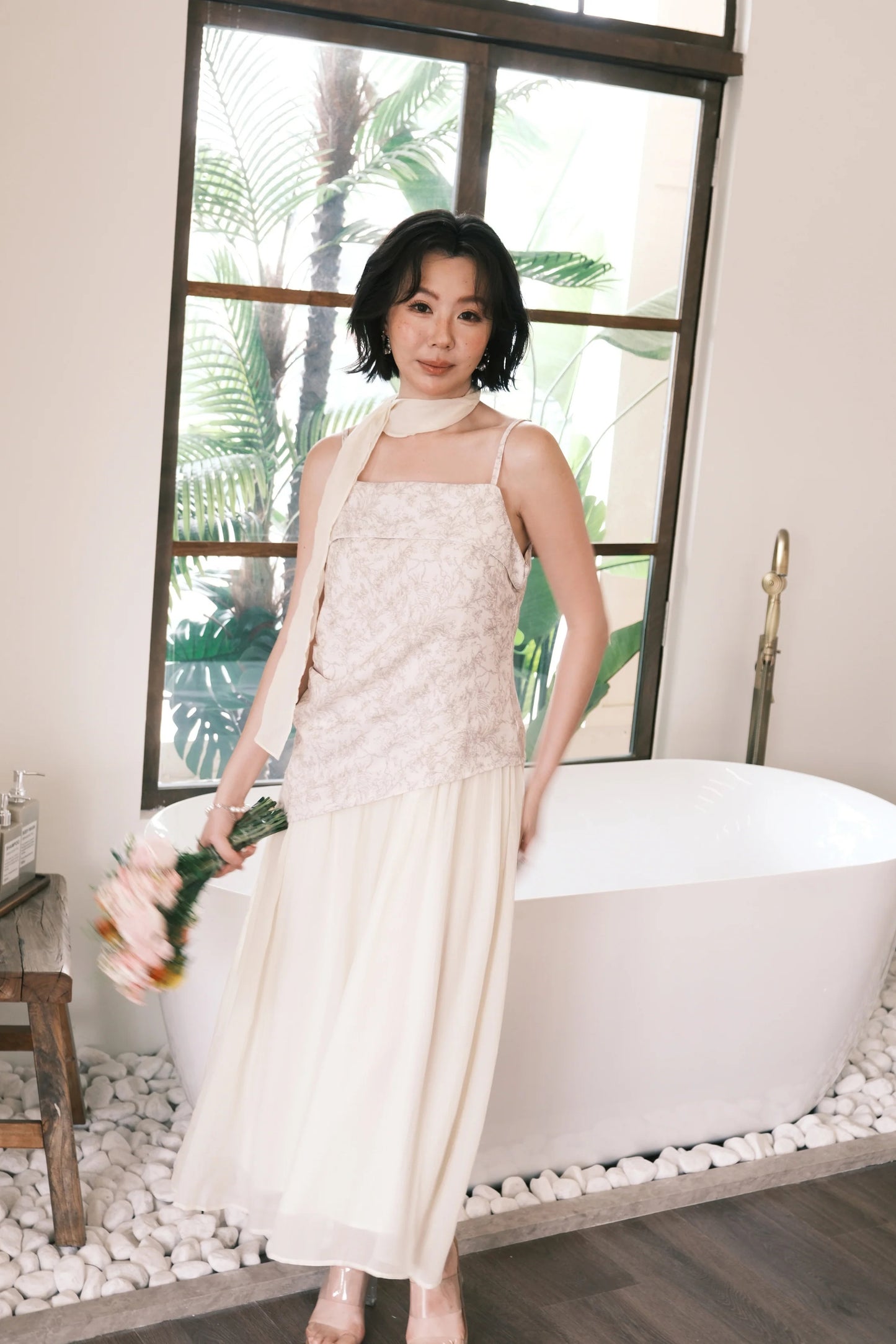 Seraphina Embroidered Dress in Cream