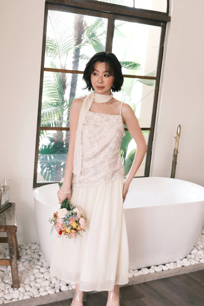 Seraphina Embroidered Dress in Cream