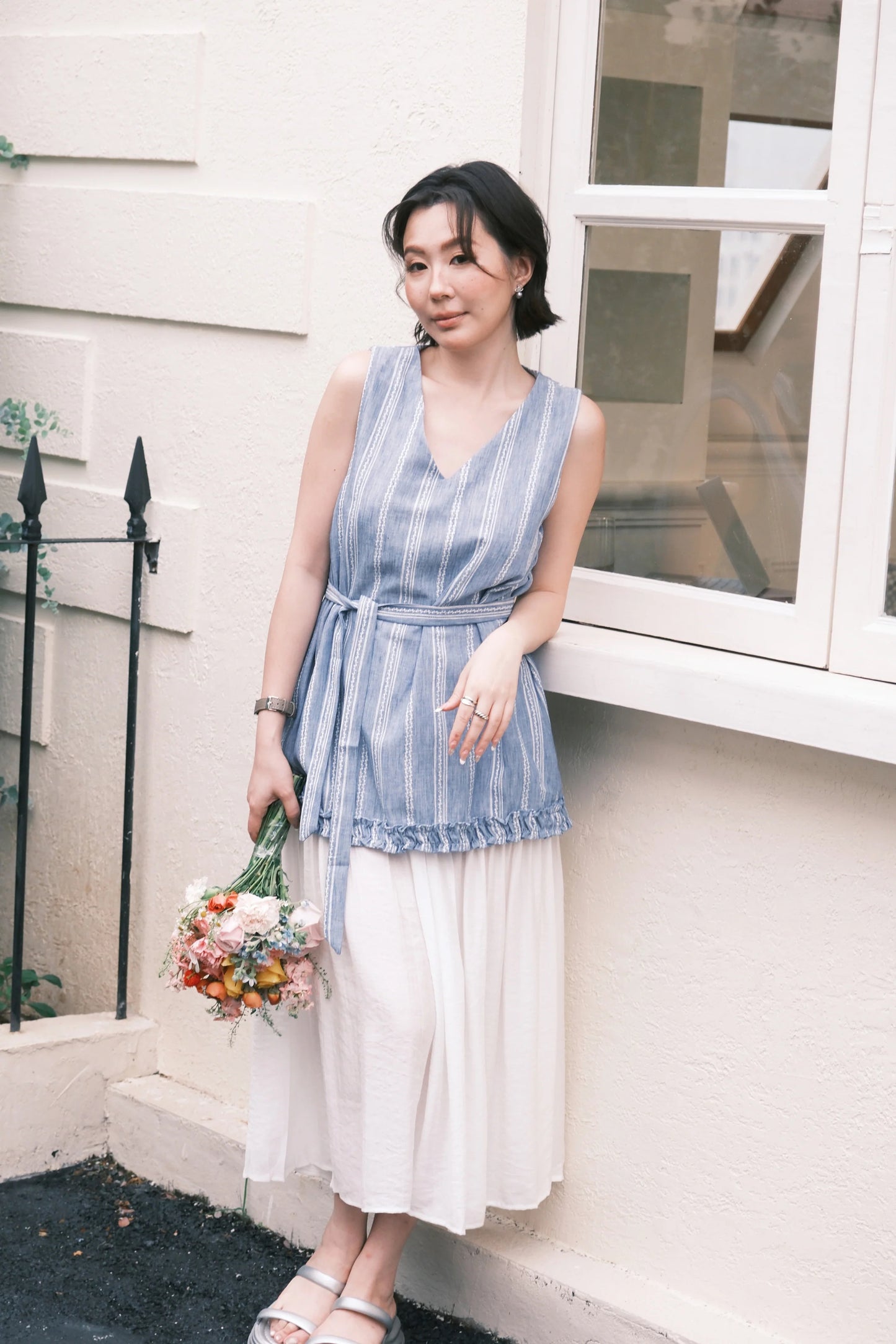 Émilie Layered Dress in Dark Blue